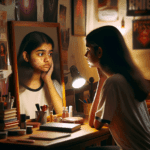 girl with acne and skin problems