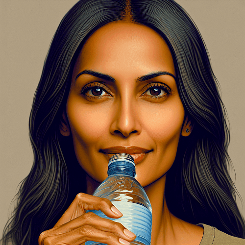 വെള്ളം കുടിക്കുന്ന സ്ത്രീ