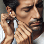 man cleaning ear
