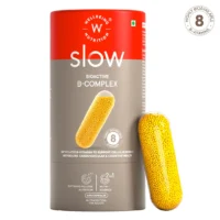 A bottle with bold label showing slow bioactive b complex supplement